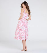 Sunshine Charm Rose Floral A-Line Midi Dress